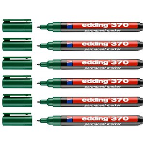 Marqueur Permanent 370 Pointe Fine Vert 1 mm x 6 EDDING