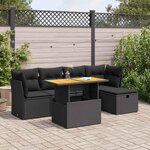 vidaXL Salon de jardin 6 Pièces avec coussins noir résine tressée acacia