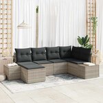 vidaXL Ensemble de canapé de jardin 6 Pièces Gris clair Poly rotin