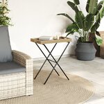 vidaXL Table à plateau pliable beige 65x40x75 cm résine tressée