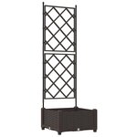 vidaXL Bac à fleurs avec Treillis Marron 40 x 40 x 125.5 cm PP