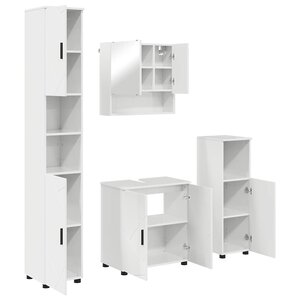 vidaXL Ensemble de mobilier de salle de bain 4 Pièces Blanc brillant