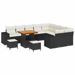vidaXL Ensemble de canapé de jardin 12 Pièces Noir polyrotin