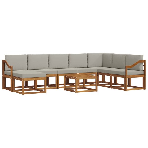 vidaXL Ensemble de canapés d'extérieur 9 pc Gris Naturel et Clair