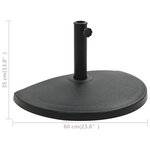 vidaXL Socle demi-rond de parasol Polyrésine 15 kg Noir