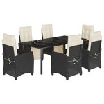 vidaXL Ensemble à manger de jardin coussins 7Pièces Noir Résine tressée
