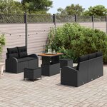 vidaXL Ensemble de canapé de jardin 8 Pièces Noir polyrotin