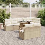 vidaXL Ensemble de canapé de jardin 9 Pièces Beige Poly rotin