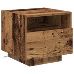 Table de chevet vidaXL avec lumières LED Bois ancien 40x39x37 cm