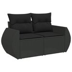 vidaXL Salon de jardin 5 Pièces avec coussins noir résine tressée