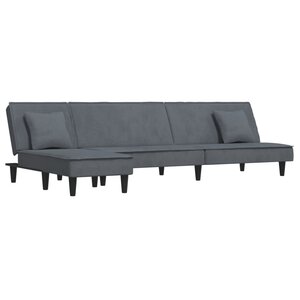 vidaXL Canapé-lit en forme de L gris 255x140x70 cm velours