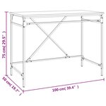vidaXL Bureau chêne sonoma 100x50x75 cm bois d'ingénierie et fer