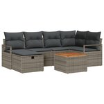 Set de Canapé de Jardin vidaXL 7 Pièces avec Coussins Gris Rattan Poly