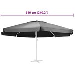 vidaXL Tissu de remplacement pour parasol d'extérieur Anthracite 610cm