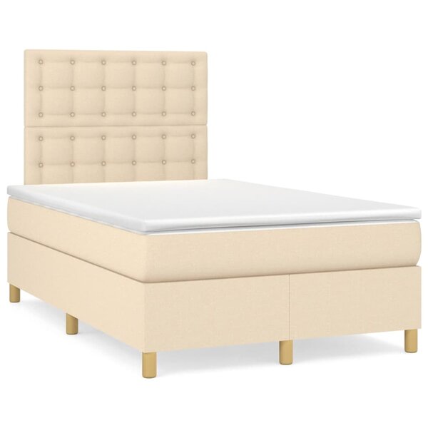 vidaXL Sommier à lattes de lit avec matelas Crème 120x200 cm Tissu