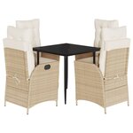 vidaXL Ensemble à manger de jardin avec coussins 5Pièces Beige poly rotin