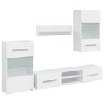 vidaXL Meubles TV 5 Pièces avec lumière LED blanc mat bois d'ingénierie