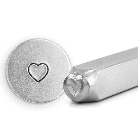 Tampon coeur pour gravure métal avec support - 3 mm