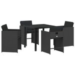 vidaXL Ensemble de salle à manger pour jardin 5 Pièces Noir polyrotin