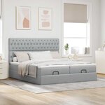 VidaXL Cadre de lit ottoman et matelas gris clair 180x200cm tissu