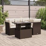 vidaXL Salon de jardin avec coussins 5 Pièces marron résine tressée