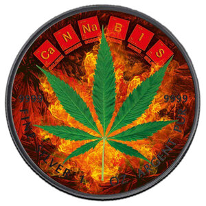 Pièce de monnaie en Argent 5 Dollars g 31.1 (1 oz) Millésime 2022 Cannabis Maple Leaf CANNABIS