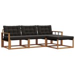 vidaXL Ensemble de canapés d'extérieur 4 pc Naturel et noir