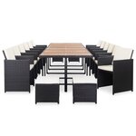 vidaXL Salon de jardin 17 Pièces avec coussins Résine tressée Noir