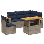 vidaXL Salon de jardin 6 Pièces avec coussins gris résine tressée