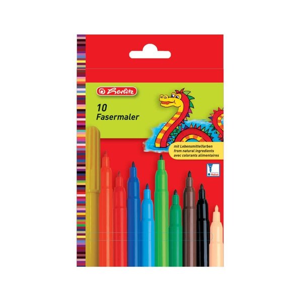 Lot de 10 Feutres Coloriage Pointe 2 mm Assortis HERLITZ