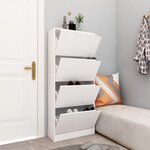 vidaXL Armoire à chaussures 4 portes Blanc 59x24x136 cm Aggloméré