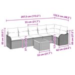 Ensemble de Canapé de Jardin 7 Pièces avec Coussins Gris Poly Rattan Acacia