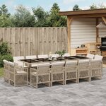 vidaXL Ensemble à manger de jardin et coussins 15 Pièces beige