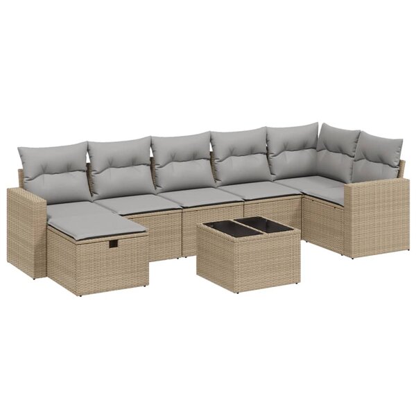 vidaXL Salon de jardin avec coussins 8Pièces mélange beige résine tressée