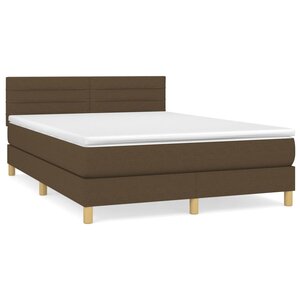 vidaXL Sommier à lattes de lit avec matelas Marron foncé 140x190 cm