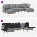 vidaXL Canapé modulaire avec rangement 6 Pièces Gris clair Tissu