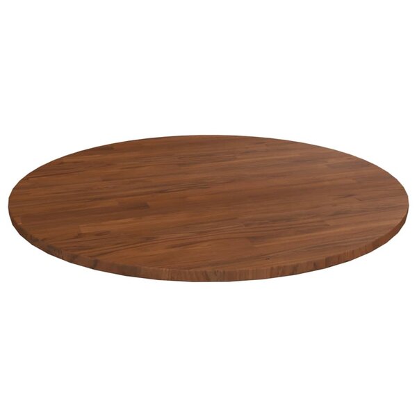 vidaXL Dessus de table rond Marron foncé Ø90x1 5cm Chêne massif traité