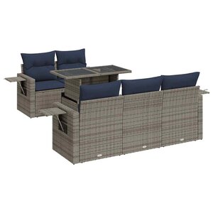 vidaXL Salon de jardin 6 Pièces avec coussins gris résine tressée