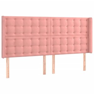 vidaXL Tête de lit avec oreilles Rose 183x16x118/128 cm Velours