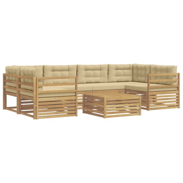 vidaXL Ensemble de canapés d'extérieur 7 Pièces Blanc et Beige Polyester