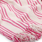 vidaXL Couverture coton à rayures 160x210 cm Rose et Blanc