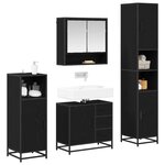 vidaXL Ensemble de mobilier de salle de bain 4 Pièces Chêne noir