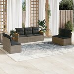 vidaXL Salon de jardin avec coussins 7 Pièces gris résine tressée