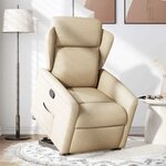 vidaXL Fauteuil inclinable Crème Tissu