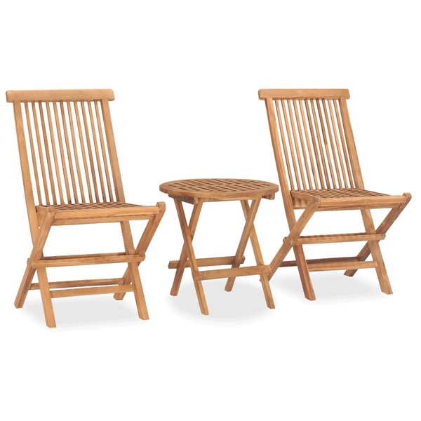 vidaXL Ensemble à manger d'extérieur pliable 3 Pièces bois solide de teck