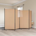 vidaXL Paravent 4 panneaux Beige 346 x 180 cm Tissu
