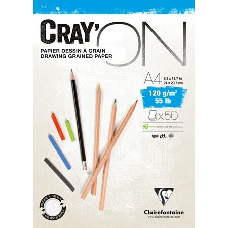 Bloc cray'on a4 - 50 feuilles - 120g - clairefontaine