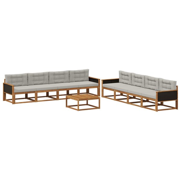 vidaXL Ensemble de canapés d'extérieur 9 Pièces Naturel et Gris clair