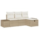 vidaXL Ensemble de canapé de jardin 4 pièces beige avec coussins en poly rotin