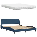 vidaXL Lit avec matelas bleu 160x200 cm tissu